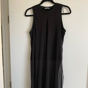 Black Zara tank top with sheer overlay